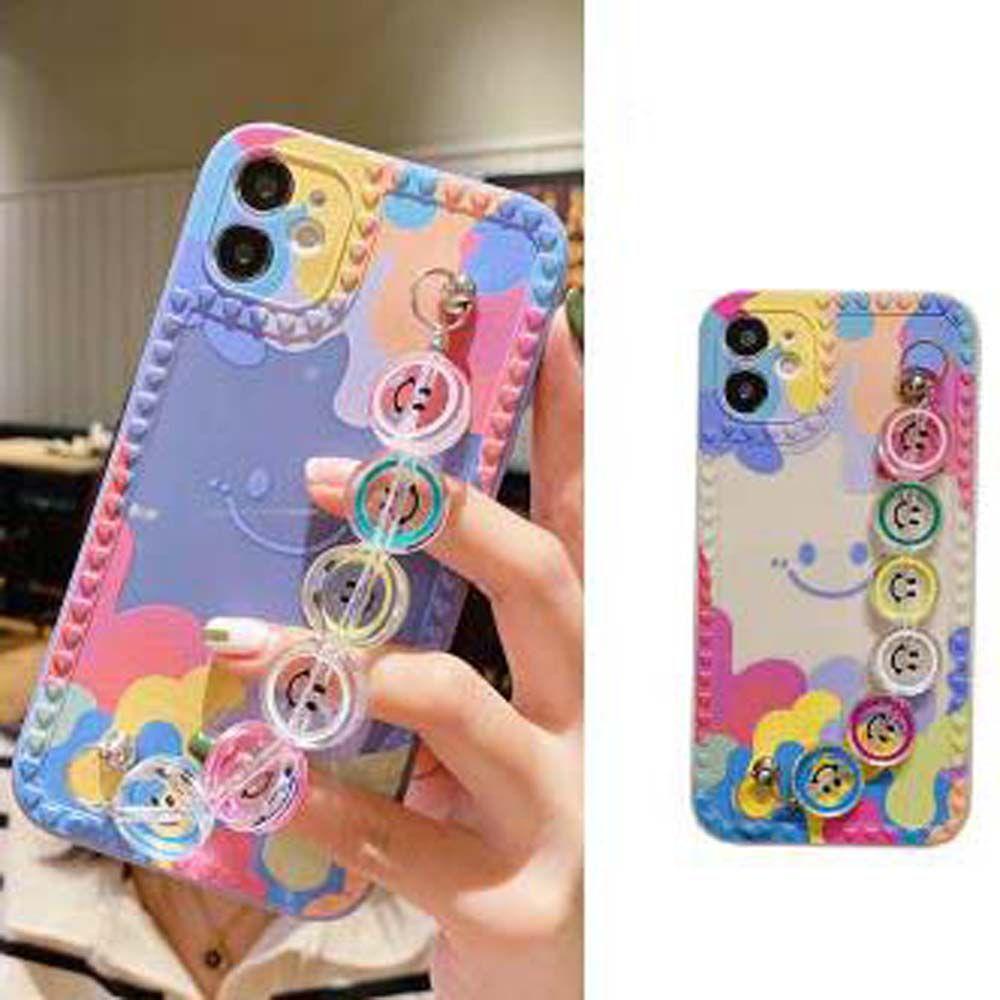 Ốp Điện Thoại Mềm Siêu Mỏng Màu Kẹo In Họa Tiết Có Dây Đeo Tay Cho Iphone 13