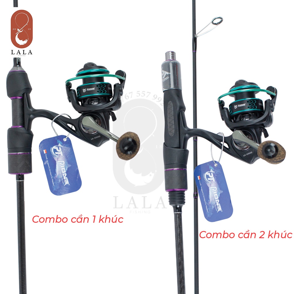 Combo Cần Pio BLACK WIDOW Carbon SP 1m5/1m65 (1 Khúc- Đọt đặc) + Máy Pio Sirius XD SR-500/800XD chính hãng