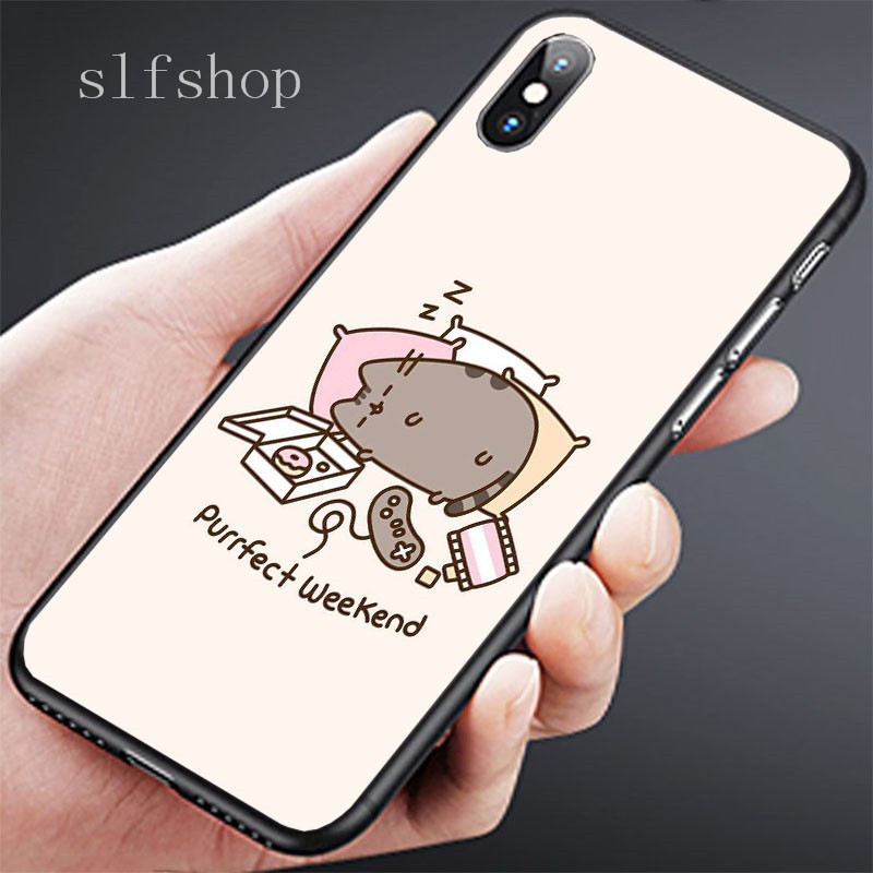 HTC 10 Pro D10w E8 M7 One Me X9 X10 820Mini 620 10 Evo E9 Plus Printed Shell Black soft Phone case pusheen fat cat