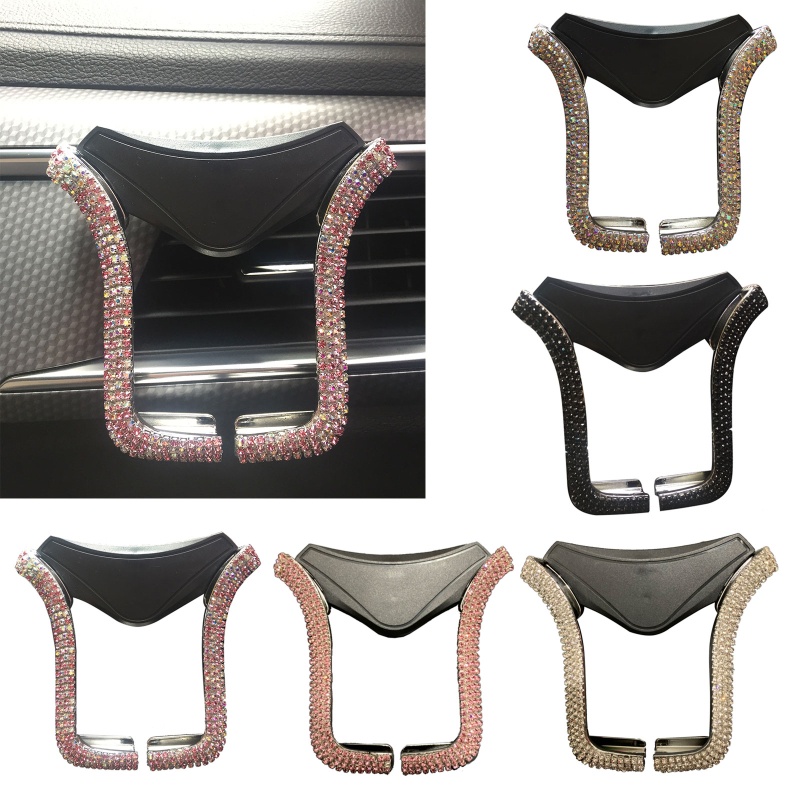 Giá Đỡ Điện Thoại Hình Chữ U Đính Đá Gắn Lỗ Thông Gió Xe Hơi SUV