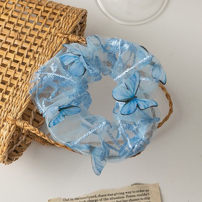 Dây cột tóc vải lưới họa tiết bươm bướm