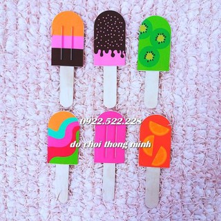 Học liệu cho bé ic012: set 6 que kem chơi trò ghi nhớ remember memory