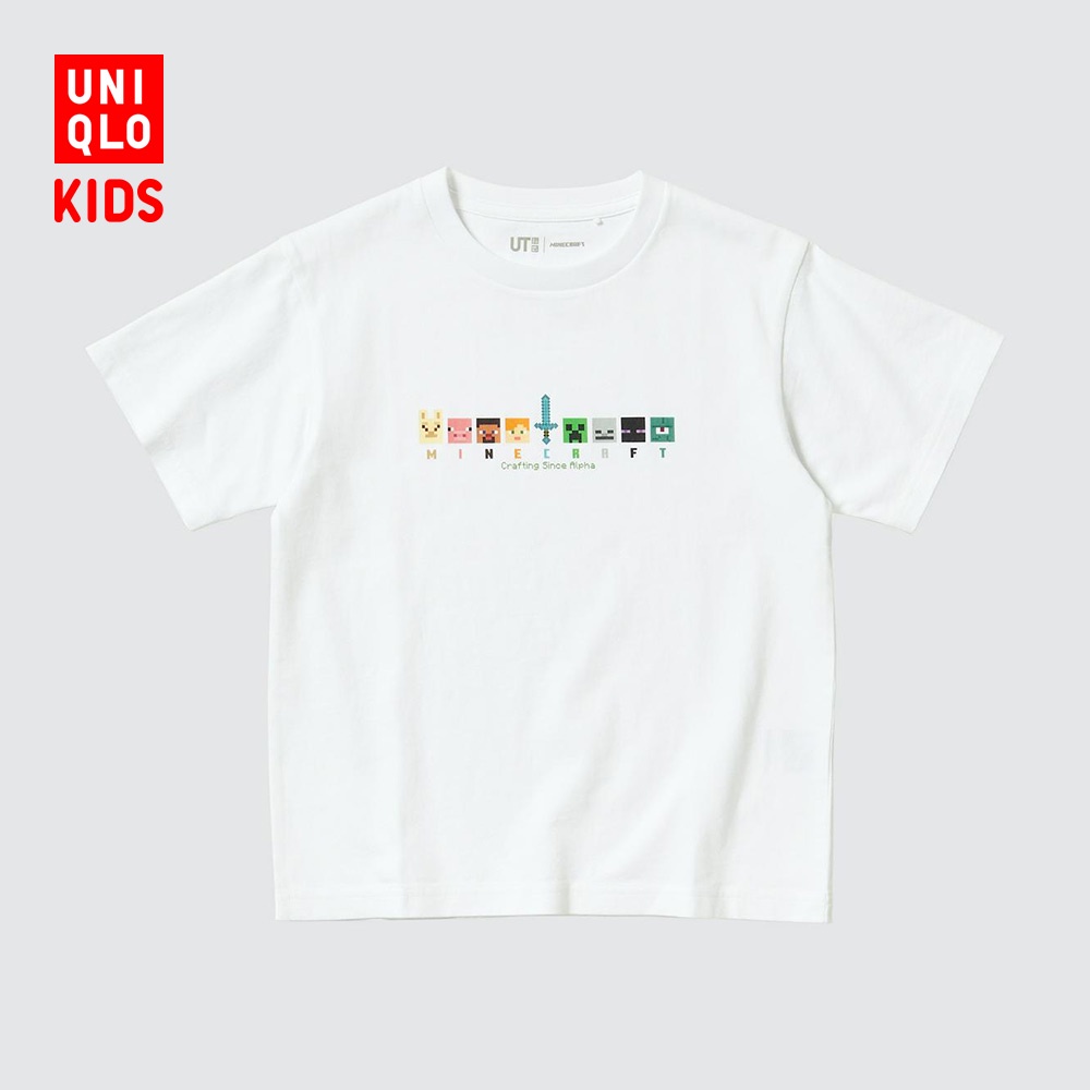 Áo Thun Tay Ngắn Uniqlo UT In Hình Minecraft Cho Bé Trai & Gái 453730