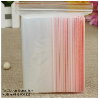 200g Túi Zip nilon trong suốt , loại dày đẹp chỉ đỏ size 10×14 cm và 12×18cm