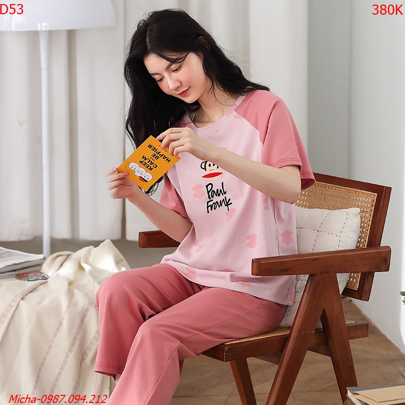 [Mã SKAMLTSTA5 giảm 10% đơn 100K] Bộ măc nhà nữ dáng quần lỡ Paul Frank màu hồng (có hình in sau lưng) - Micha D53