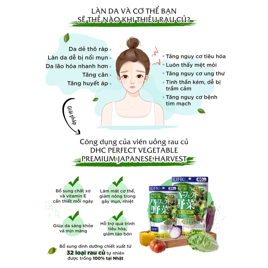 Viên uống DHC rau củ Nhật bản bổ sung vitamin rau củ quả Premium Vegetable 30 ngày - Chính Hãng - GoF Store