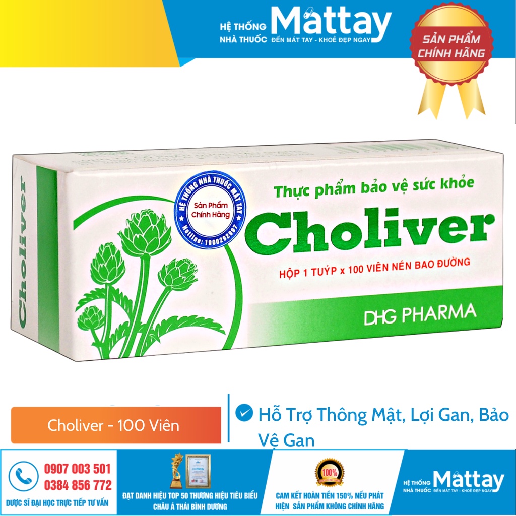 Choliver - DHG Pharma - Hộp 100 Viên - Hỗ Trợ Thông Mật, Lợi Gan, Bảo Vệ Gan