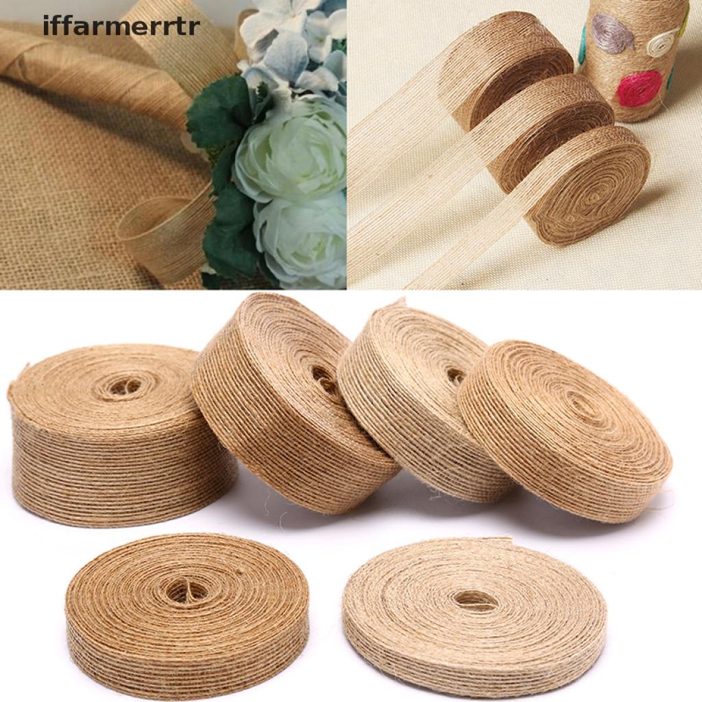 Cuộn Dây Ruy Băng 10m Bằng Vải Bố Tự Nhiên Phong Cách Vintage Trang Trí Đa Ứng Dụng