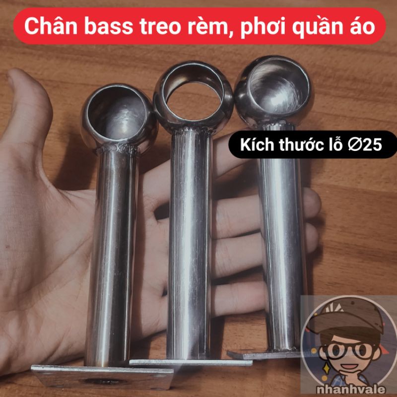 [Bán lẻ 1 cái] Chân bass treo rèm, phơi quần áo INOX Kích cỡ ∅25 (mm)