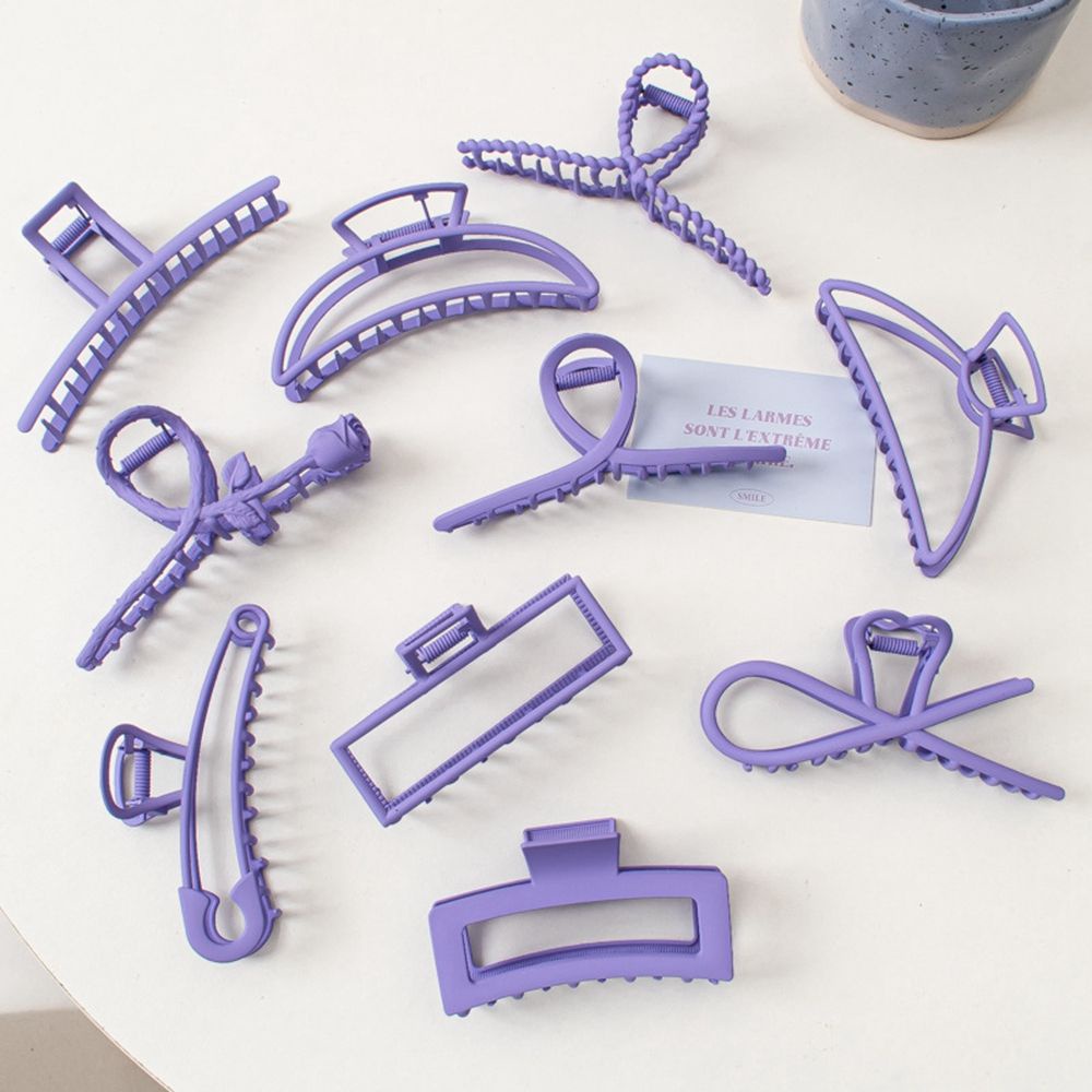 Kẹp tóc càng cua đính nơ kim loại màu tím họa tiết hình học dễ thương phong cách Hàn Quốc cho nữ