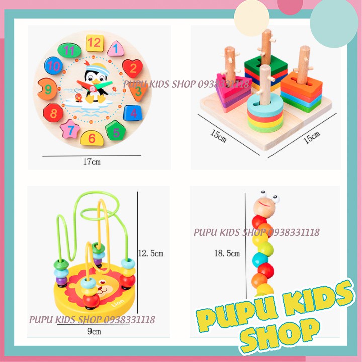 Combo Đồ Chơi Gỗ Phát Triển Trí Tuệ Cho Bé Vừa Chơi Vừa Học - Đồ Chơi Gỗ Giáo Dục