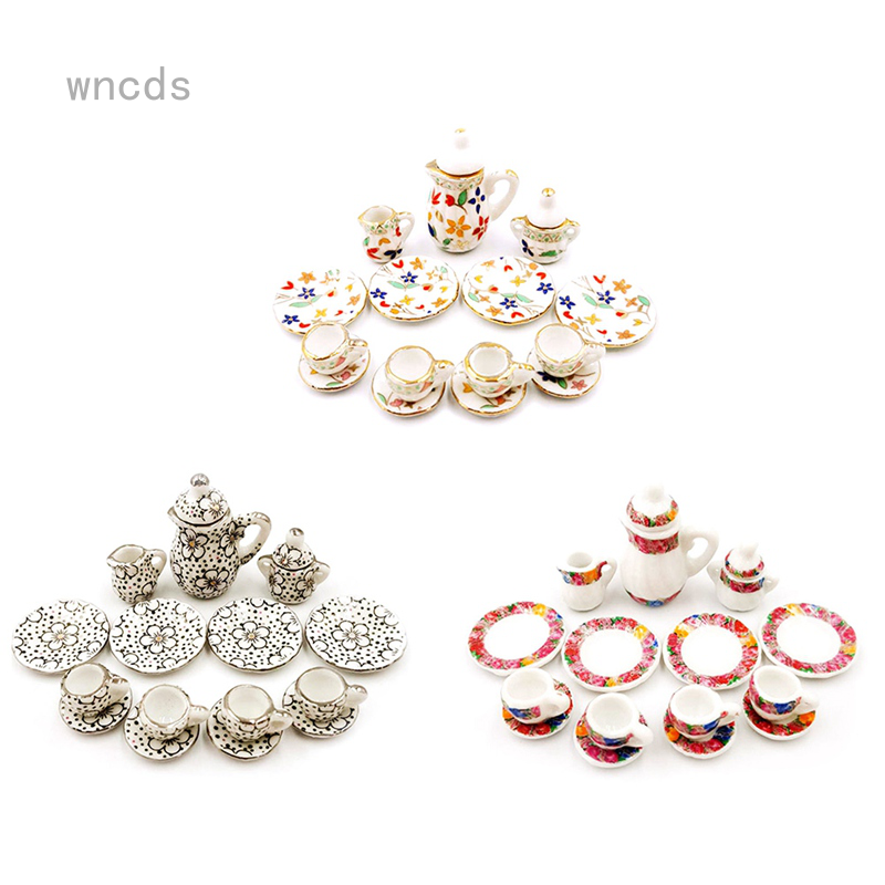 Bộ ấm tách trà 15 món trang trí nhà búp bê độc đáo