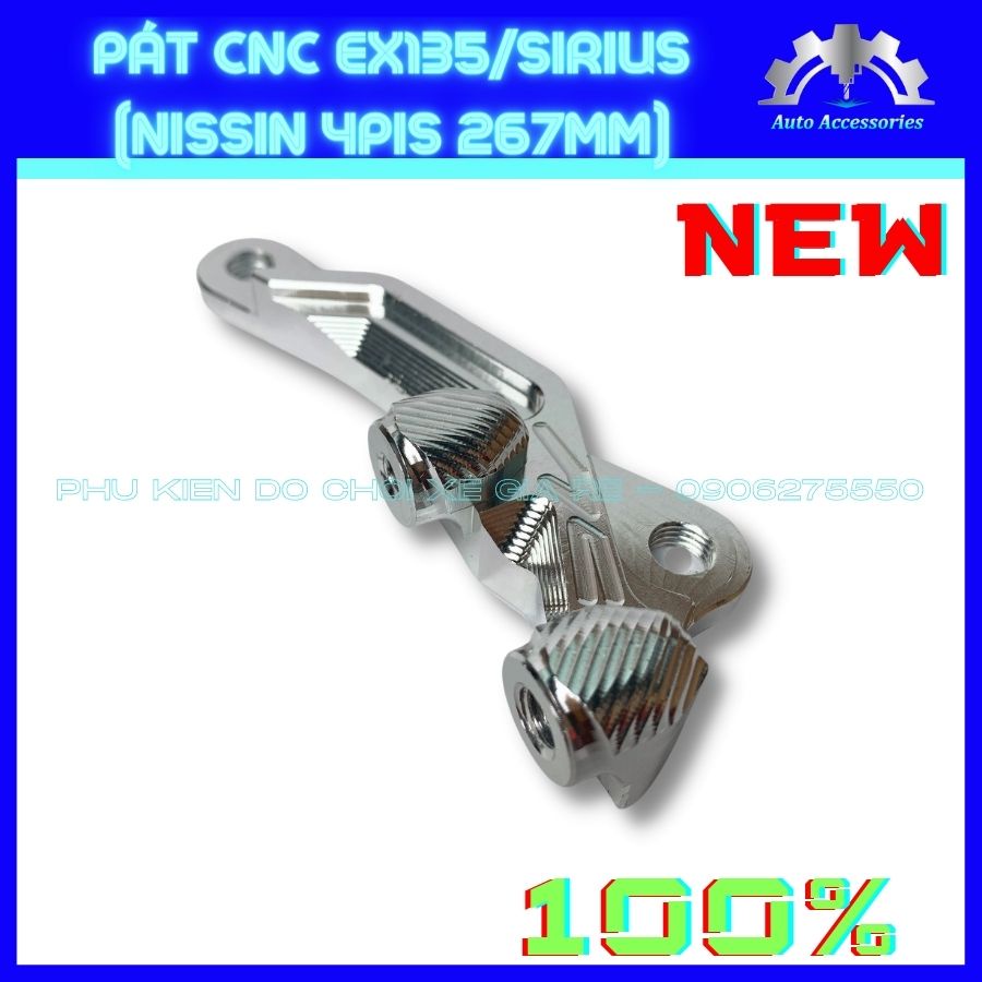 Pát CNC, Pát Trước xe EX135 SIRIUS gắn Heo NISSIN 4piston đi đĩa size 267mm như hình - CNC sắc nét, gia công tỷ mỉ