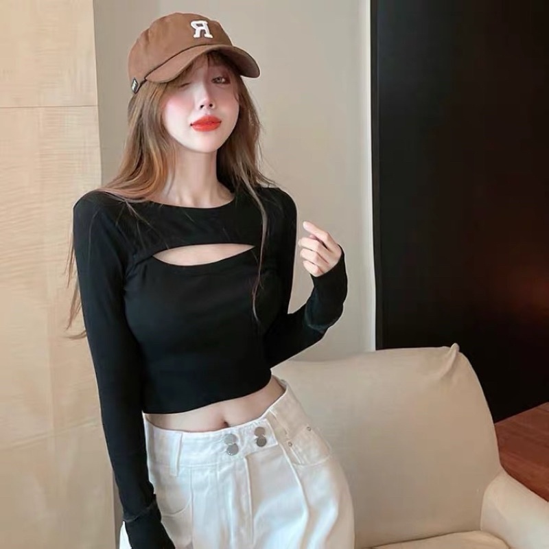 Áo hở ngực tay dài