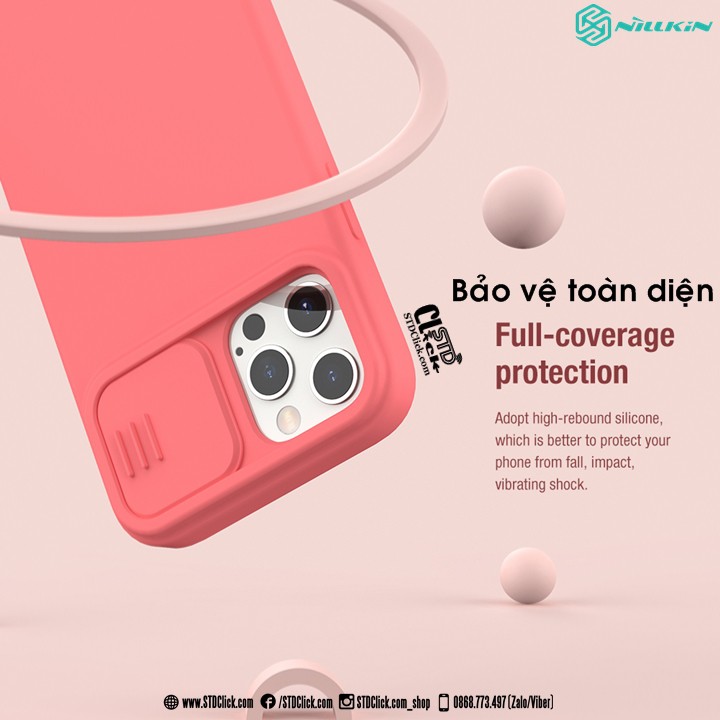 ỐP LƯNG IPHONE 12 PRO MAX NILLKIN CAMSHIELD SILKY SILICON BẢO VỆ CAMERA CHÍNH HÃNG