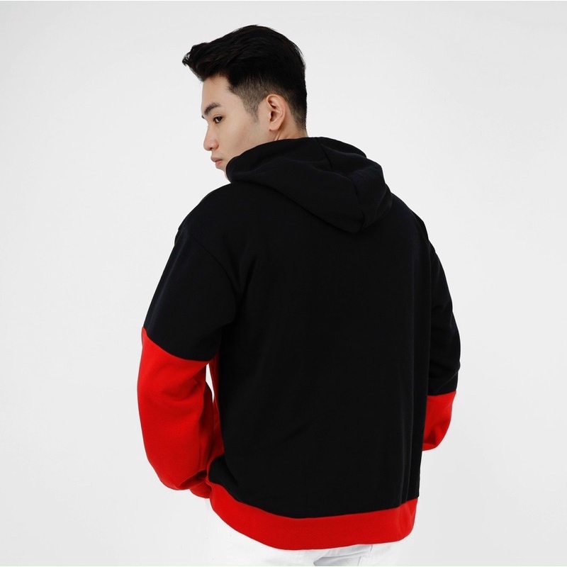 Áo Hoodie Nam Nữ Phối Đỏ Đen Chất Nỉ Cao Cấp Vải Đẹp