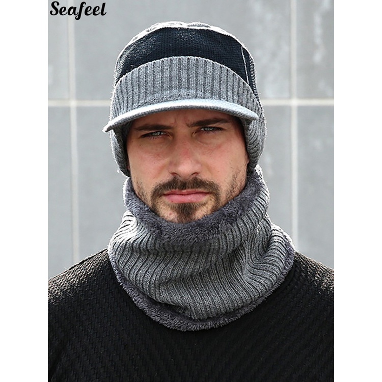 Mũ Beanie Không Vành Kèm Khăn Choàng Cổ Chống Nắng Cho Nữ
