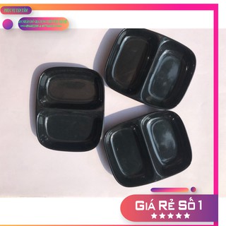 Rẻ vô địch đĩa chấm 2 ngăn melamine màu đen
