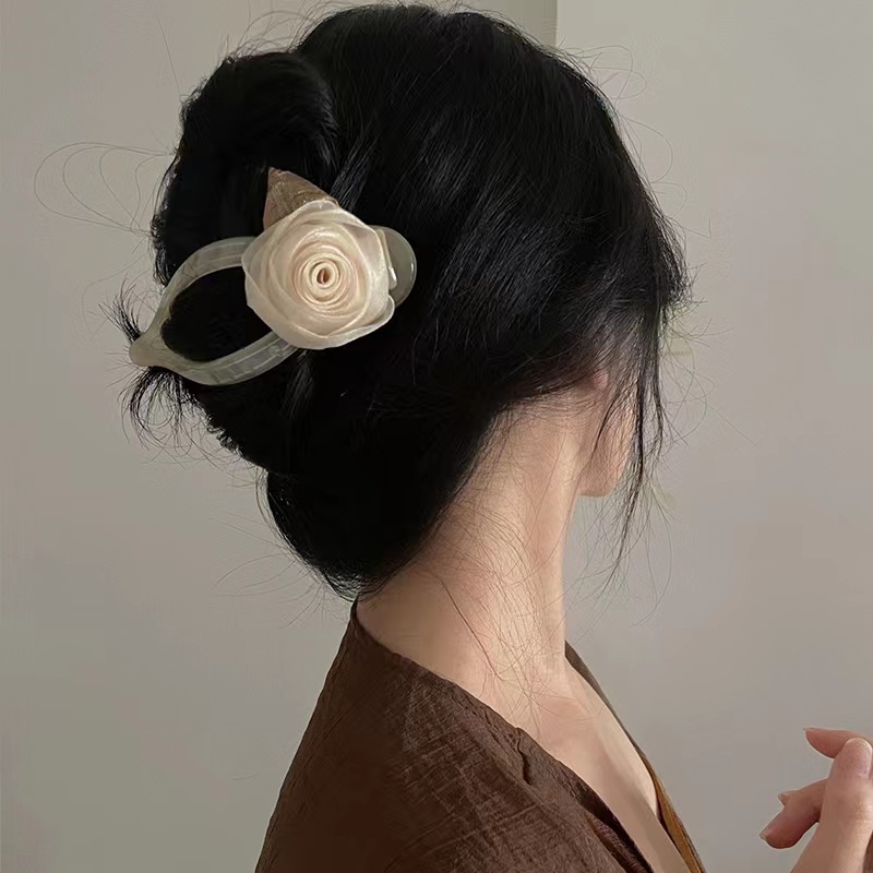 Kẹp Tóc Hình Hoa Trà Phối Lưới Thời Trang Hàn Quốc Cho Nữ