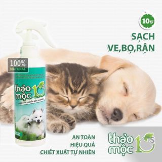 Xịt thảo mộc diệt ve, bọ chét chó mèo THẢO MỘC10S