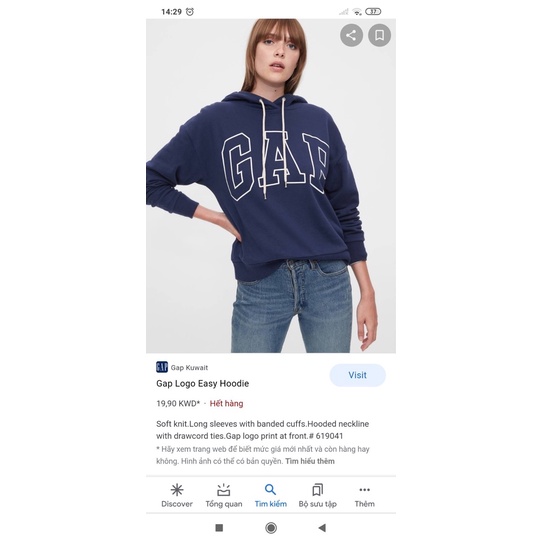 Áo hoodie lót nỉ Gap nữ xuất xịn