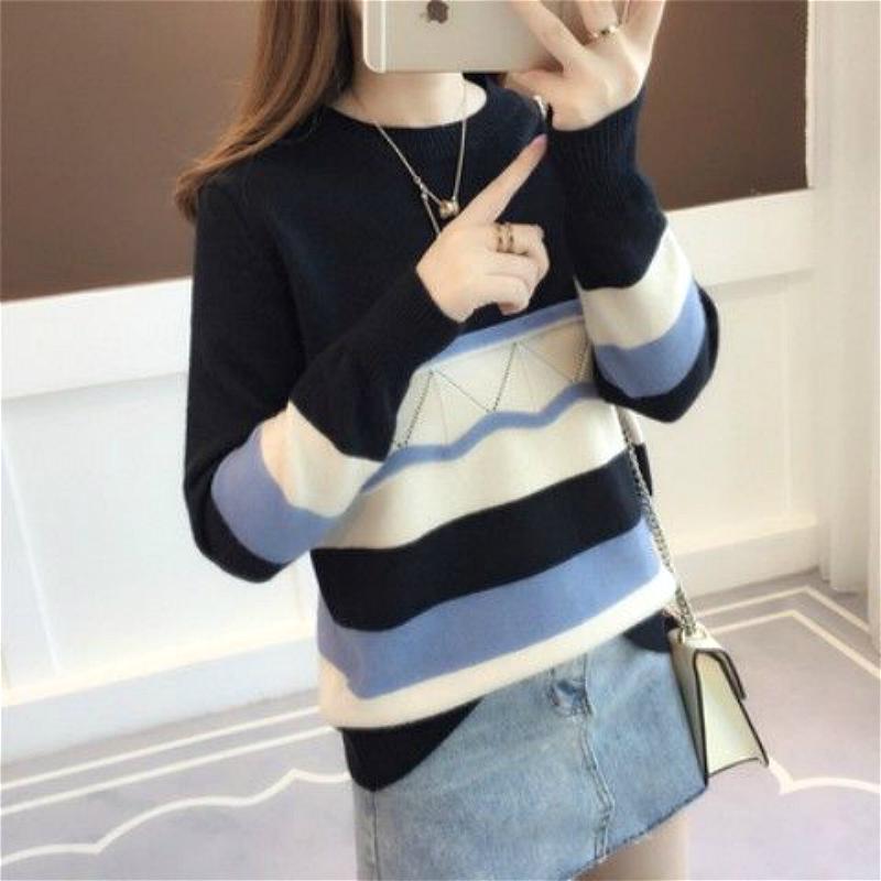 Áo Sweater Cổ Tròn Dáng Rộng Màu Sắc Ngọt Ngào Thời Trang Mùa Thu Cho Nữ