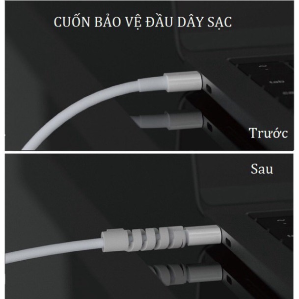 F1 Ốp bọc kiểm soát an ninh sạc Macbook đa năng 3 trong 1 kèm bộ cuốn bảo vệ chống đứt gãy đầu dây sạc 35 1