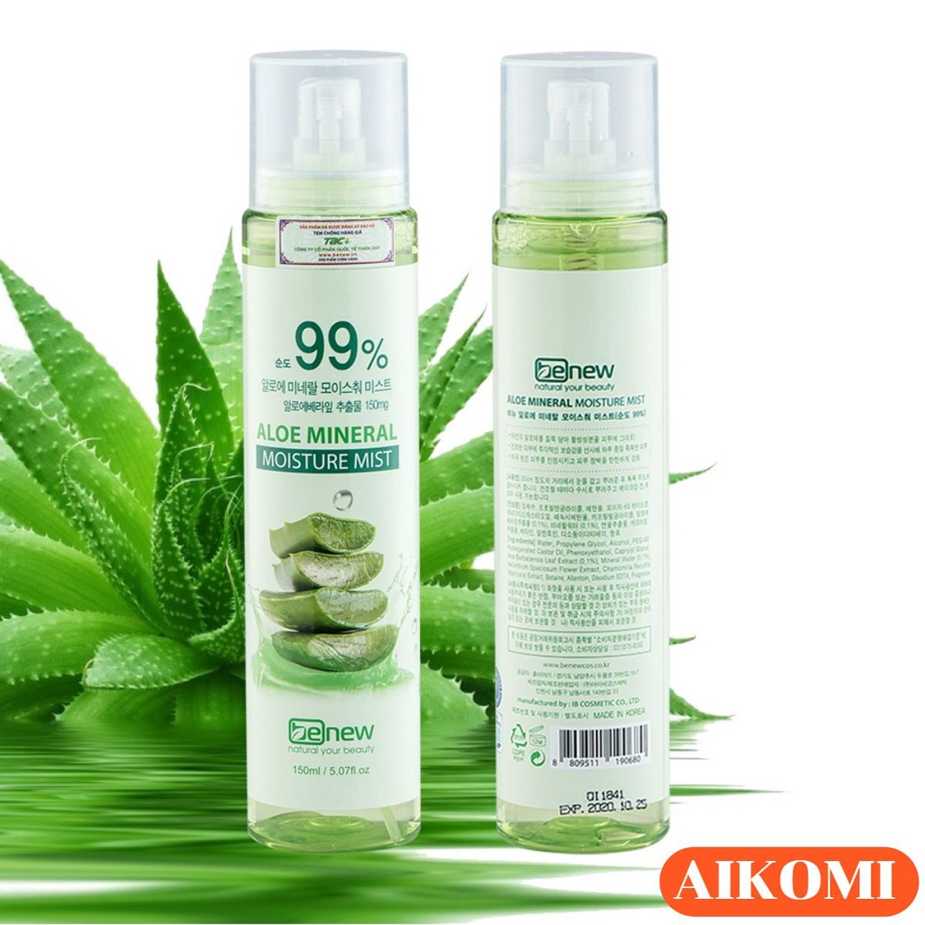 Xịt khoáng Benew lô hội 150ml Cân bằng pH, dưỡng ẩm cho da, làm sạch và làm dịu da