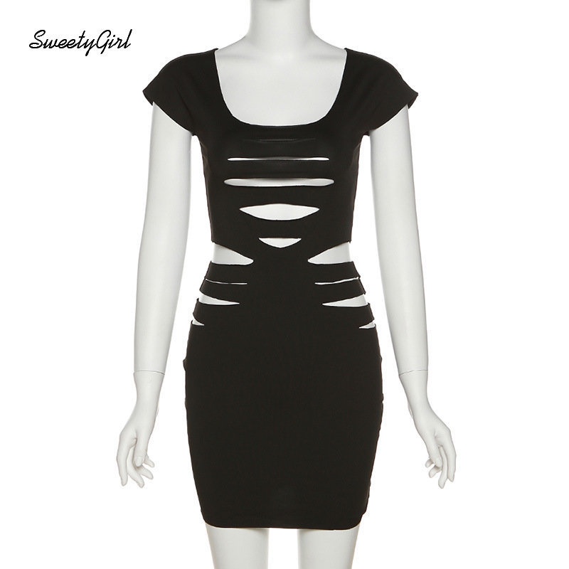 Đầm Mini Tay Ngắn Cổ Chữ U Khoét Sâu Màu Trơn Thời Trang 2022 Quyến Rũ Cho Nữ