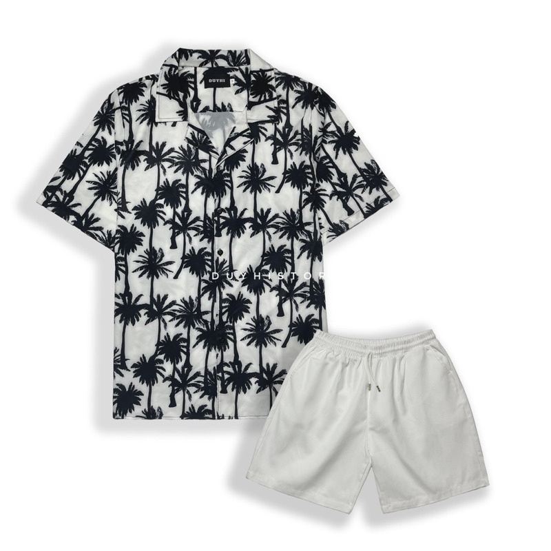 Áo sơ mi cộc tay Dừa Trắng / Áo sơ mi unisex nam nữ form rộng / Ảnh thật | BigBuy360 - bigbuy360.vn