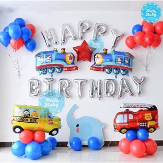 Set bóng trang trí sinh Nhật mẫu xe các loại cho bé trai có tặng kèm bơm keo