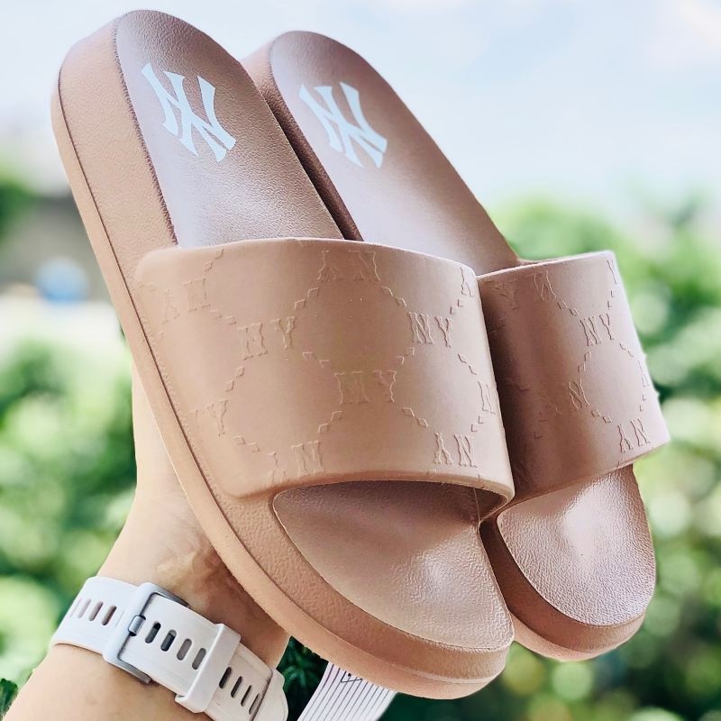 Dép unisex 𝐌𝐋𝐁 ❤️FREESHIP + Hộp❤️ dép đúc mlb monogram ny bóng chày quai ngang thể thao nam nữ in nổi NY xịn, nâu