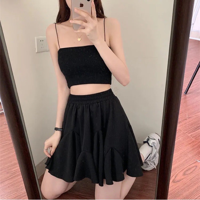 Áo 2 dây croptop trơn (Có ảnh thật) Freesize