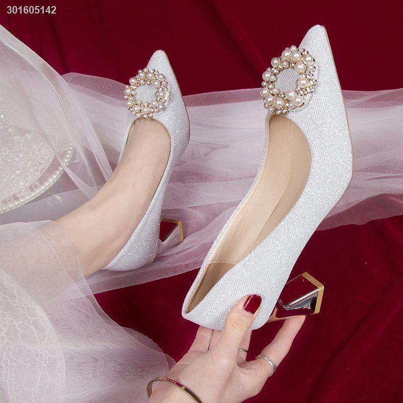 Wedding shoes women 2021 new bride wedding shoes sequins dress high heels stiletto bridesmaid wedding shoes crystal shoes