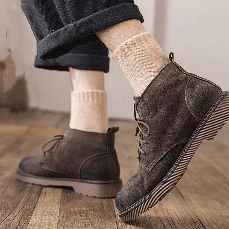 Vớ Len Đệm Bông Màu Trơn Giữ Ấm Mùa Thu / Đông Mới Cho Nam