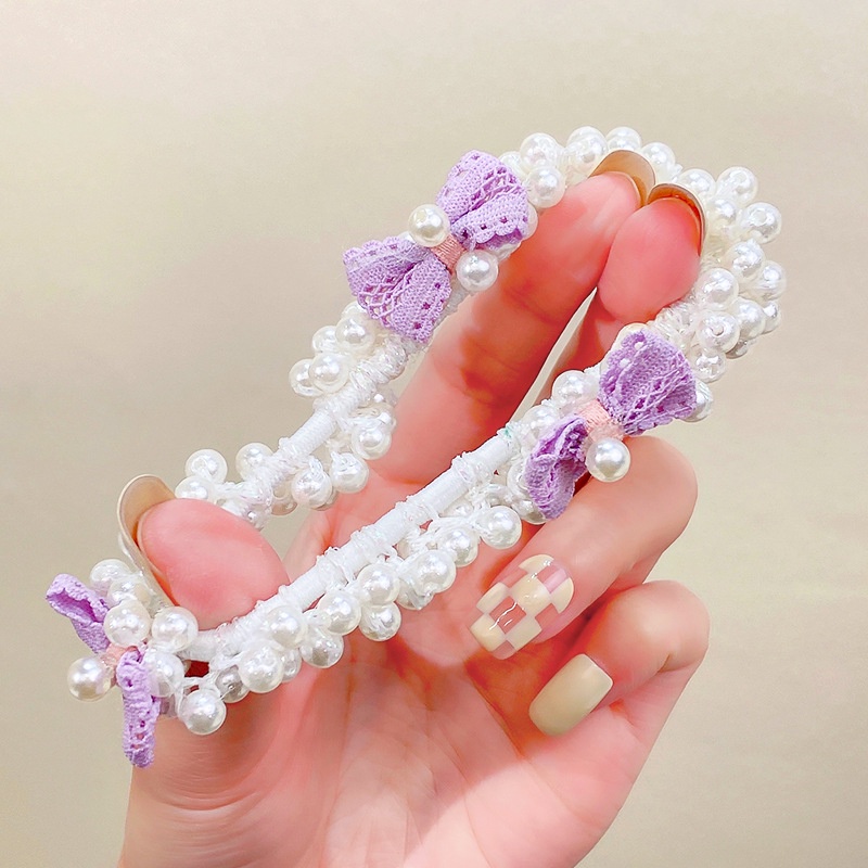 Dây Buộc Tóc Đính Nơ Và Ngọc Trai Nhân Tạo Thời Trang Dành Cho Nữ
