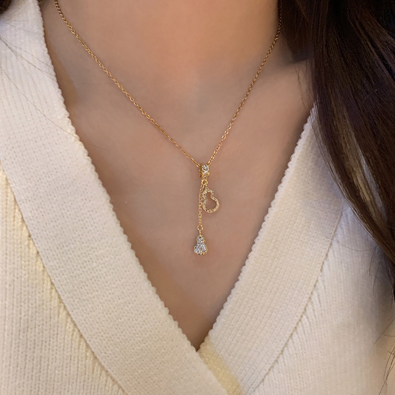 Dây Chuyền Mạ Vàng Mặt Quả Bầu Đính Đá Thời Trang Hàn Quốc