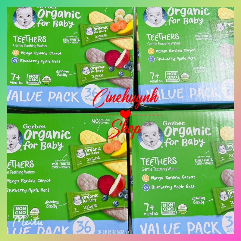 💦💦 BÁNH GERBER ORGANIC TEETHERS ĂN DẶM CHO BÉ 7M💦💦