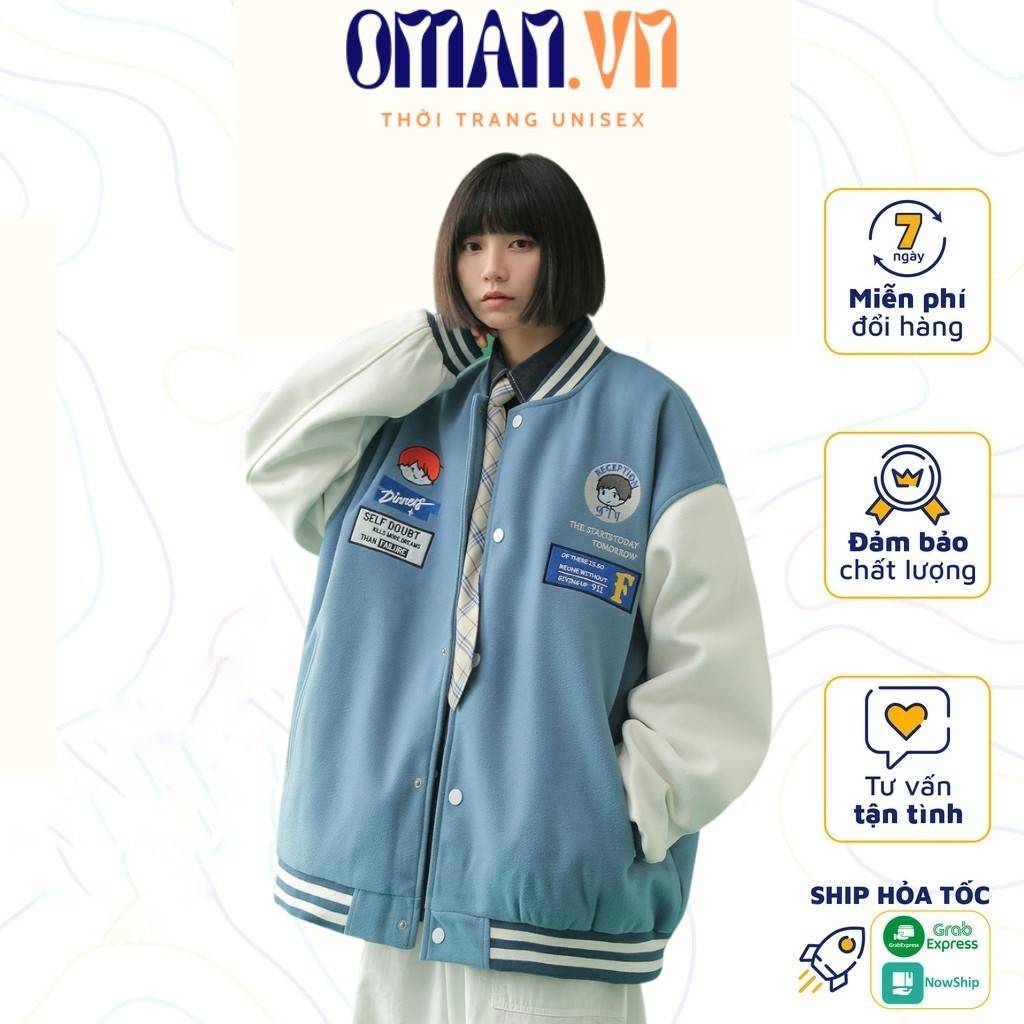 Áo khoác bomber nỉ IN DINNER form rộng Unisex Áo bomber nỉ Cardigan trần bông trẻ trung Oman