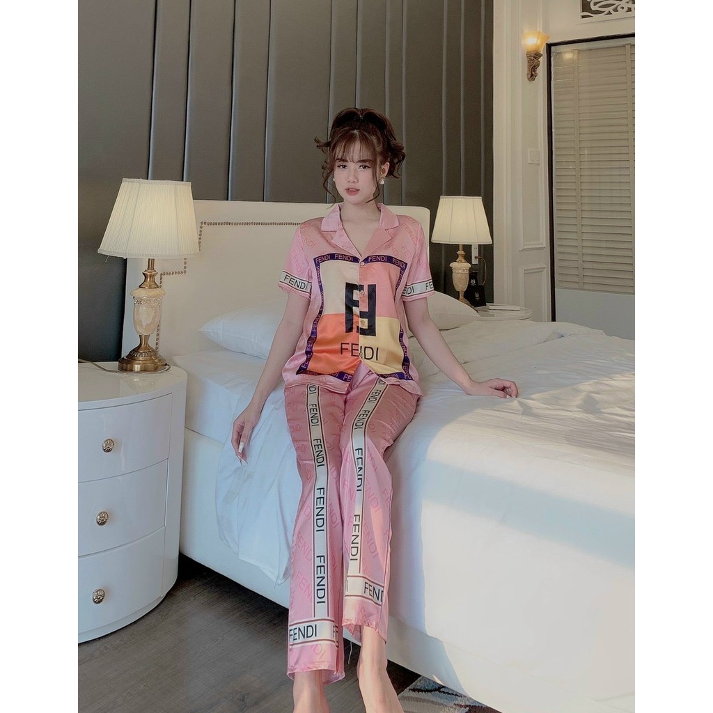 Đồ bộ PIJAMA bộ lụa satin mặc nhà tay ngắn quần dài form dưới 60 kí | BigBuy360 - bigbuy360.vn