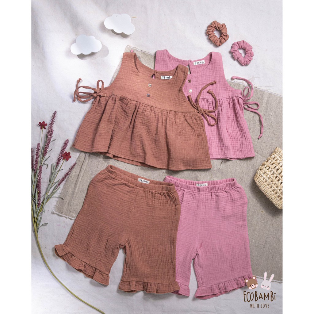 Bộ bé gái cotton bubble Little Tree Ecobambi