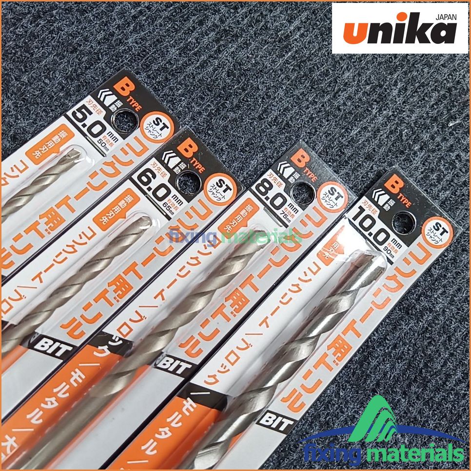 Set mũi khoan bê tông tùy chọn UNIKA chuôi tròn mã B, các size 5-6-8-10