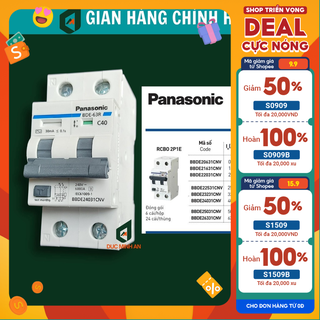 Át chống giật 40A, RCBO 40A, CB chống giật 40A, aptomat chống rò chống giật, chống ngắn mạch, chống quá tải Panasonic