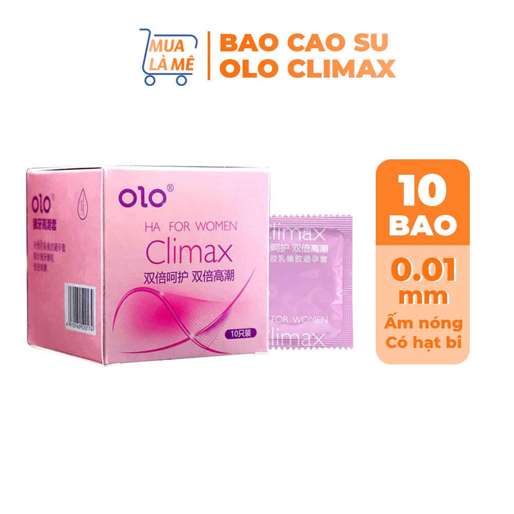 Bao cao su OLO Climax tím siêu mỏng 0.01mm, hàng nội địa Trung (10 bao/hộp)