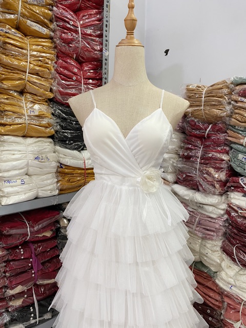 Đầm dự tiệc 2 dây tầng lưới siêu xinh ảnh thật | BigBuy360 - bigbuy360.vn