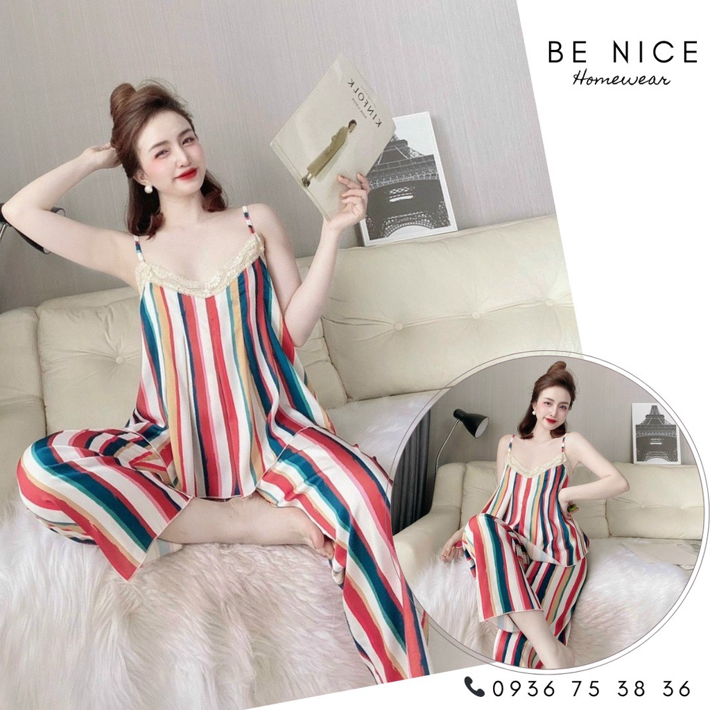 Bộ dây xếp ly phối ren nhiều họa tiết xinh xắn cho nàng nhà Be Nice Homewear