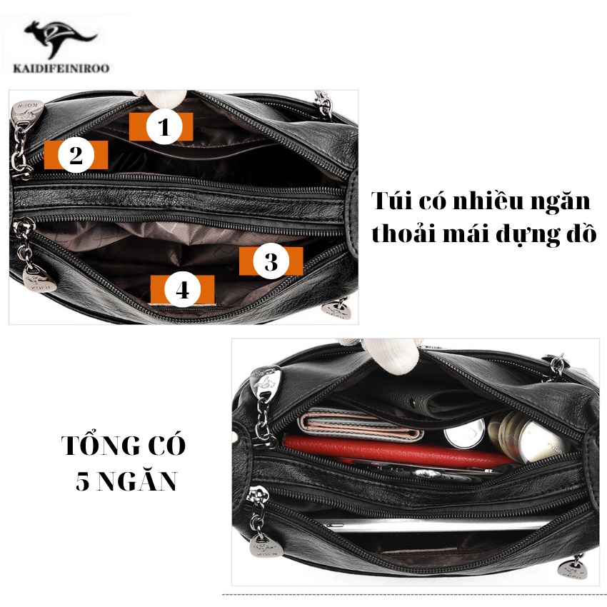 Túi xách nữ công sở đẹp thời trang da bò cao cấp Hàn Quốc KAIDIFEINIROO KF23  size 26cm Đủ 2 Dây.