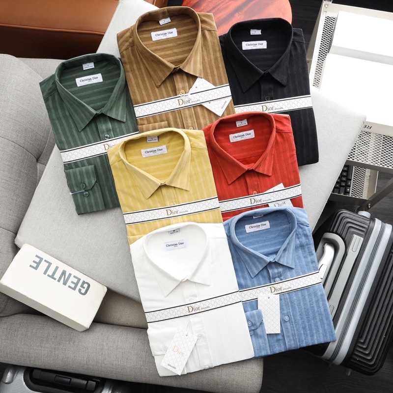 - Áo Sơ Mi Nam Kẻ Sọc Cao Cấp Dài Tay Công Sở Hàng VNXK. Chất Cotton Nhung Mềm Mại, Chống Nhăn 100%