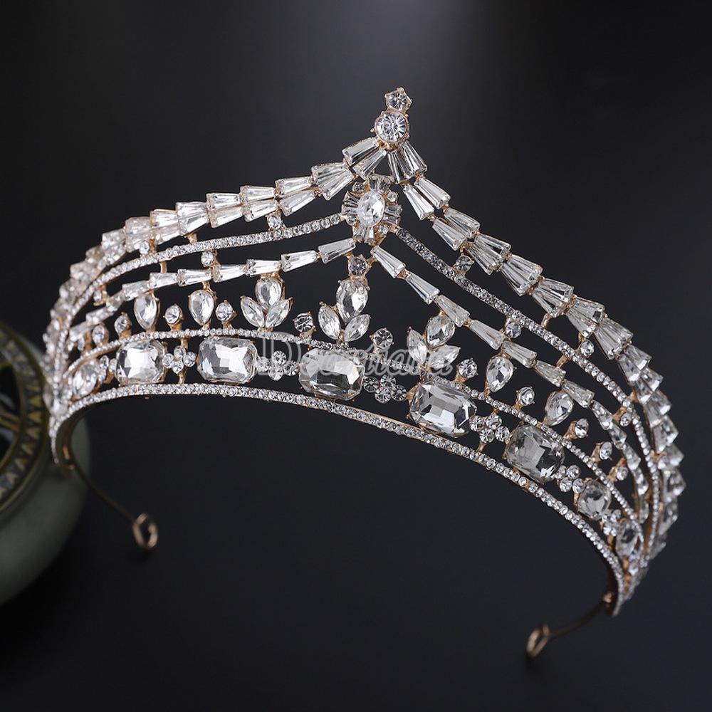 Vương Miện Hợp Kim Kẽm Mạ Bạc Sang Trọng Cho Cô Dâu