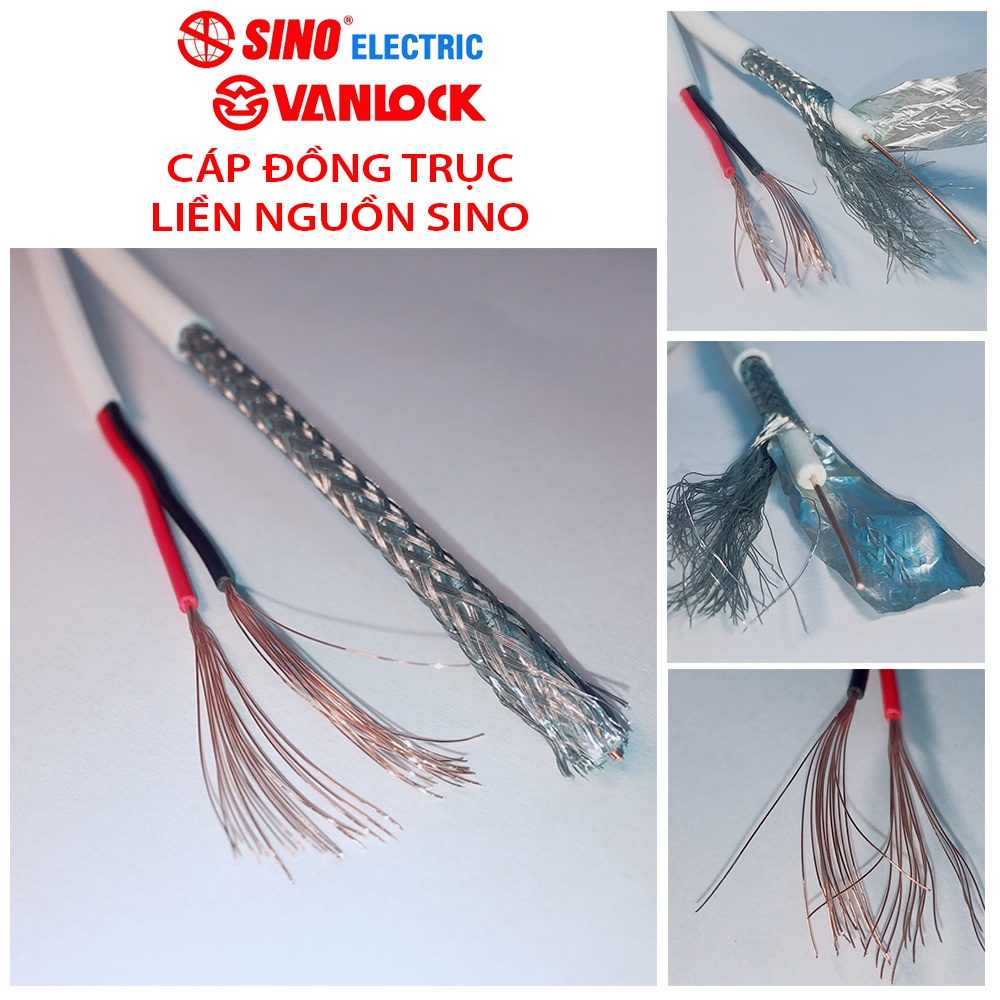 Dây cáp đồng trục liền nguồn lõi đồng xịn 100% có bọc dầu chống ẩm bán lẻ theo mét